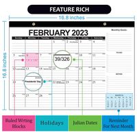 Nouveau design, calendrier mural créatif 365 jours, 18 mois, de janvier 2026 à décembre 2027, calendrier mural anglais personnalisé
