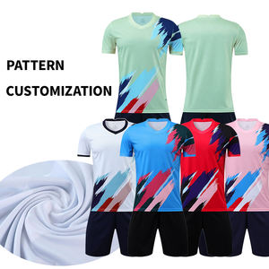 Легкие Дышащие футбольные майки из 100% полиэстера с принтом логотипа, комплект из трикотажа с коротким рукавом для мужчин, оптовая продажа футбольной одежды - Product Image 1