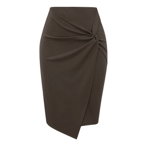 Jupe Crayon de Bureau Professionnelle Formelle pour Femmes Taille Haute Élastique Asymétrique Portefeuille à Porter au Travail - Product Image 2