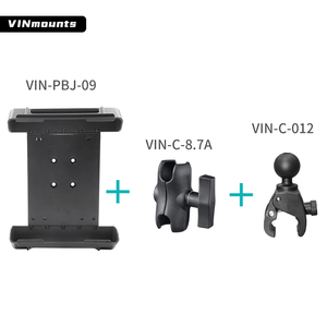 VINmounts Industrial <b>Tablet</b> Clamp for 260x157x30mm Devices with 8.7cm Double Socket Arm 360° Adjustable Pipe Mount Forklift Use - Product Image 1