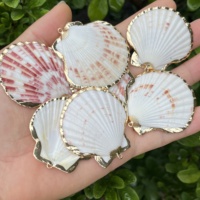 Pendentif en coquille de conque plaqué or naturel, fait main, pour la création de colliers, bracelets et bijoux DIY