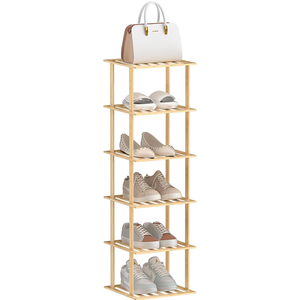 ชั้นวางรองเท้าไม้เนื้อแข็งแบบพกพาปรับได้ประหยัดพื้นที่ไม้ไผ่บางไม้วางซ้อนกันได้ชั้นวางรองเท้าออแกไนเซอร์สําหรับตู้เสื้อผ้าที่บ้าน - Product Image 3