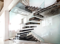 Nouvelles tendances Design luxueux escalier d'intérieur marches en pierre naturelle escaliers flottants en marbre faisceau escaliers droits flottants