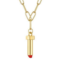 Collier punk tendance en laiton plaqué or 18 carats de haute qualité, pendentif brillant en forme de rouge à lèvres couleur or P213199