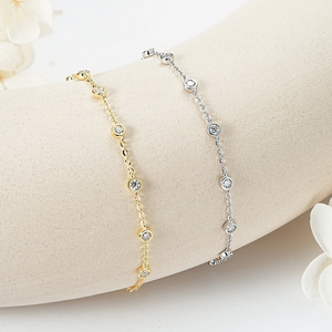 Pulsera <span class=keywords><strong>de</strong></span> Moissanita, Chapada en Oro <span class=keywords><strong>de</strong></span> 14k, <span class=keywords><strong>Plata</strong></span> <span class=keywords><strong>925</strong></span>, Cadena <span class=keywords><strong>de</strong></span> Moissanita <span class=keywords><strong>de</strong></span> 2.5mm, Pulseras y Brazaletes <span class=keywords><strong>de</strong></span> Moda, Joyería para Mujer - Product Image 2