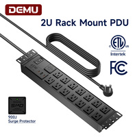 Barre d'alimentation pour rack de serveur 2U certifiée ETL FCC, double rangée, 14 prises US PDU avec protection contre les surtensions 900J et charge USB C PD 65W