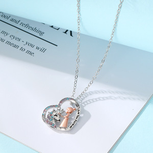 Collier avec pendentif en forme de licorne et de petite fille, en alliage de Zinc, serti de diamants, cadeau pour femmes, bijoux à la mode - Product Image 4