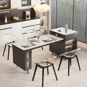 Muebles de lujo Juego de mesa de comedor 4 sillas Almacenamiento Cocina Isla Diseño Juego de mesa de comedor extensible