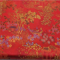 Tissu de brocart jacquard à motif de paysage chinois de haute qualité Tissu mélangé de polyester pour boîtes à bijoux/artisanat