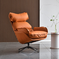 Fauteuil pouf moderne Boss Bubble pour salon, fauteuil pivotant de loisirs en cuir véritable durable, meubles de maison