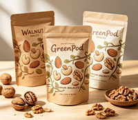 Sachet Doypack Kraft Premium Personnalisé Imprimé, Naturel, Recyclable, Anti-odeur, Refermable, Biologique et Écologique pour Noix