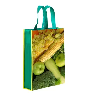 Recycled polypropylene custom printed logo wholesale reusable tote shopping non woven bag with zipper