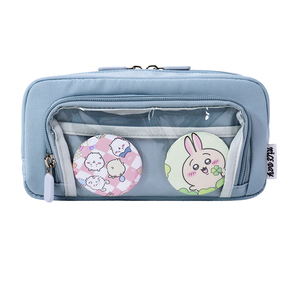 <b>Light</b> Blue Pencil Case With Clear <b>Window</b> And Cute Rabbit Design Stationery Bag - Product Image 1