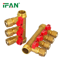 Accessoires de plomberie de chauffage par le sol IFAN PEX personnalisés 2 3 4 5 voies pièces radiantes collecteur en laiton