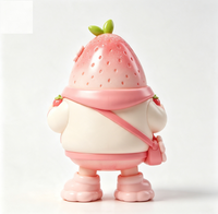 Figurine de collection personnalisée en PVC et ABS, motif fraise rose de dessin animé, statue d'art fabriquée en Chine, OEM sur mesure pour la vente en gros aux marques