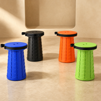 Tabouret pliant télescopique à hauteur réglable, siège rond en plastique, options de couleurs arc-en-ciel, pour jardin, patio, cour, usage familial, week-end, pratique