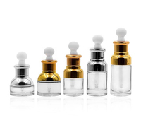 Flacon en verre pour crème pour les yeux ou huile essentielle personnalisé de 10 ml à 50 ml avec bouchon en plastique et distributeur cosmétique compte-gouttes, tailles polyvalentes