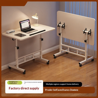 Table de chevet pliante et réversible en bois, réglable en hauteur, pour appartement de location, bureau de chambre de fille, poste de travail
