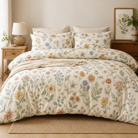 Parure de lit imprimée marguerites de jardin OEM ODM personnalisée avec housse de couette à fermeture éclair et taies d'oreiller pour la vente en gros et l'approvisionnement domestique