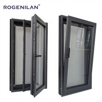 Ventanas Batientes de Aluminio Inclinables y Giratorias con Marco Estrecho y Delgado, Certificación CE, a Prueba de Huracanes y con Aislamiento Acústico