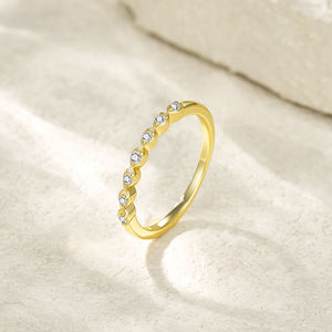 สง่างามฝรั่งเศส Baguette สองรอบตัด Moissanite แหวน925เงินสเตอร์ลิง18K ชุบทอง unisex แหวนหมั้นแหวนไมโคร - Product Image 4