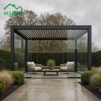 Pergola à portes coulissantes en verre HESIWEI, aluminium écologique, auvent extérieur naturel, terrasse, cour, bord de piscine, villa, hôtel