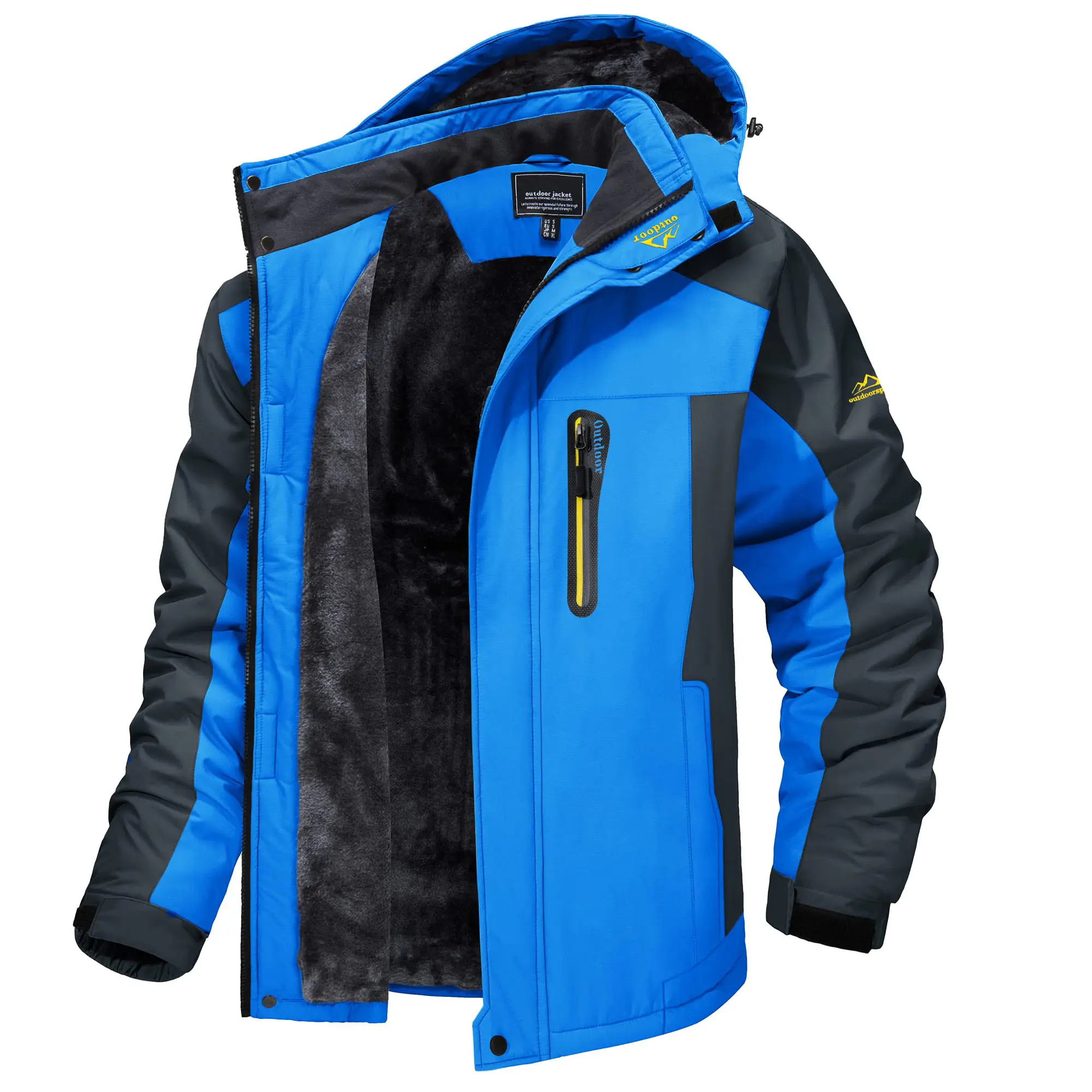 Men's Winter Ski Jacket Waterproof Windbreaker Snowboarding Climbing Camping Warm Fleece Heating Outdoor Hiking Coat Outfit