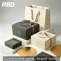 Boîtes à gâteaux en papier de marque en gros avec poignée, personnalisables en usine, de qualité alimentaire, pour pâtisseries, avec logo