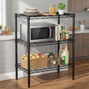 Étagère de rangement en métal à trois niveaux, robuste, pour la cuisine, avec étagère pour four à micro-ondes - Product Image 4