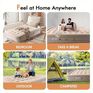 <b>Double</b> Convertible Inflatable <b>Bed</b> Built-in Pump Foldable Portable Foam Air Mattress for Outdoor Camping Home - Product Image 4