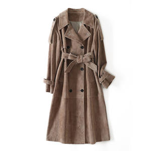 <span class=keywords><strong>Trench</strong></span> da donna Oversize in <span class=keywords><strong>pelle</strong></span> scamosciata di capra personalizzato per il <span class=keywords><strong>Trench</strong></span> di lusso invernale - Product Image 2