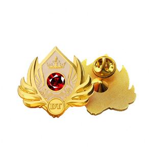 Zinc Alloy Gold-Plated Single-Sided Custom Design <b>Pin</b> <b>Badges</b> with Die Cutting Printing for Souvenir & Holiday Decor - Product Image 1