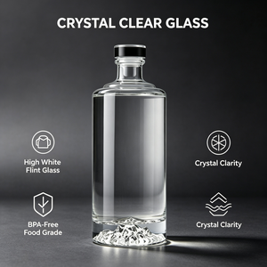 Custom Logo Embossed Straight Glass Bottle with 3D Mountain Base Premium Empty Bottle for <strong>Tequila</strong> Liquor <strong>Gift</strong> <strong>Set</strong> - Product Image 2