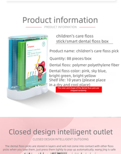 Fabrikant ODM Merk Cartoon Handvat Kinderen Tandfloss Stick Automatische Doos <span class=keywords><strong>88</strong></span> Stuks HIPS Materiaal Draagbaar Thuis - Product Image 3