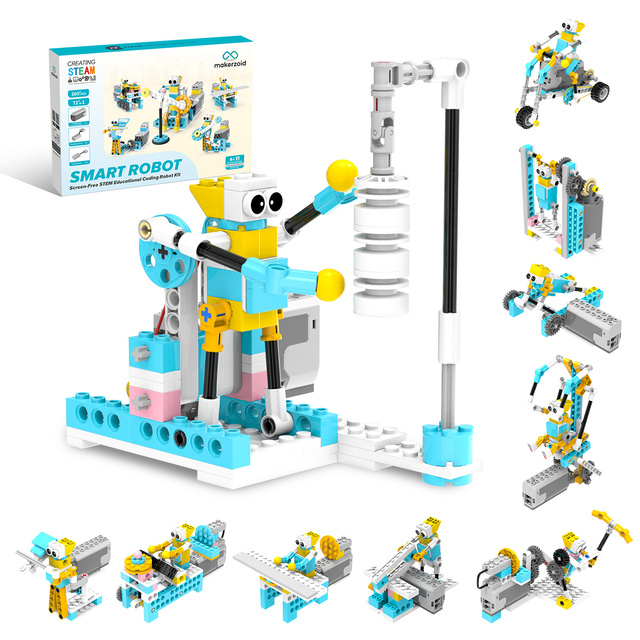 Makerzoid Smart Robot 72-in-1 Programmable DIY Educational STEM Toy Kit Plastic No Battery Kids Interactive Building Robot
