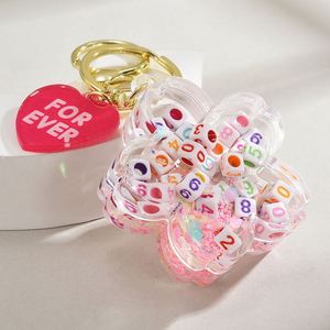 Acrylic Kawaii Flower Liquid Keychain Creative Cute Quicksand Flower <b>Floating</b> Liquid Key Chain Bag Charm Pendant - Product Image 3