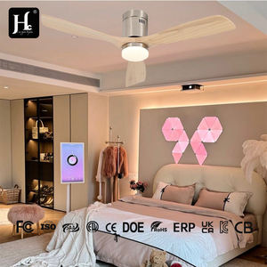 Ventilador de techo de alta calidad con aspas de madera maciza de 52 pulgadas, controlado por aspas, con luz LED de frecuencia variable y ahorro de energía. - Product Image 3