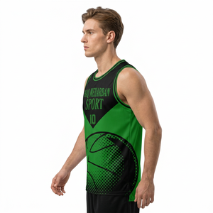Camiseta Deportiva de Baloncesto Haq Meharban para Hombre, Sin Mangas, Estampado Sublimado, Verde y Negro, Transpirable, Ajuste Atlético - Product Image 2
