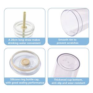 Taza para beber de paja colorida de gran capacidad para el hogar, regalo de cumpleaños para amigos, taza de café Tritan transparente con tapa, taza de café - Product Image 3