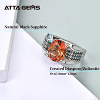 Zultanite Edelsteen Ringen voor Mannen Solitaire 925 Sterling Zilver Gemaakt Kleurverandering Ovaal Geslepen Diaspore Ring Geschenken Fijne Sieraden
