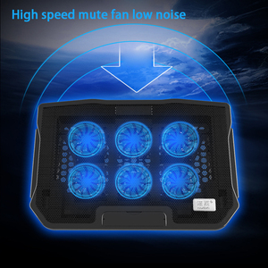 Support de refroidissement pour ordinateur <span class=keywords><strong>portable</strong></span> H9 17 pouces réglable avec double USB, 6 ventilateurs de refroidissement pour jeux, coussinets de refroidissement pour ordinateur <span class=keywords><strong>portable</strong></span> - Product Image 2