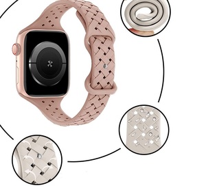 Correa de hebilla de mariposa de silicona deportiva y de moda tejida de nailon fino para Apple Watch 8 para Iwatch correa de reloj de silicona - Product Image 3