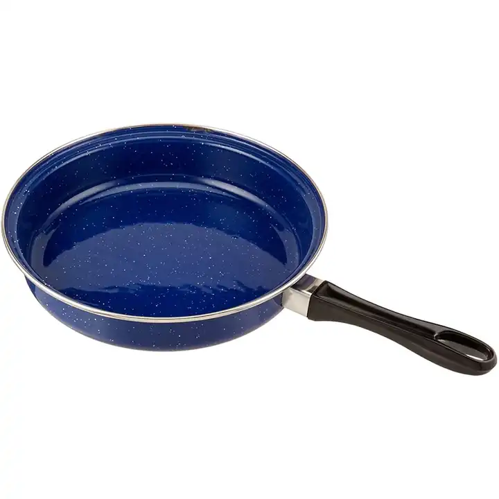 CHL 25cm Custom Blue Speckled Enamel Ware Double Coated Cast Iron Grill Camping  Skillet Frying Pan With Stainless Steel Rim - Buy CHL 25cm Custom Blue  Speckled Enamel Ware Double Coated Cast