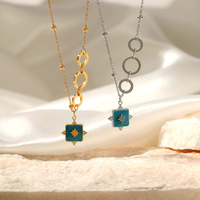 Quantum Tessera 14K Fractal Grid Vortex Collier chaîne orbitale émaillée pour femme avec pendentif épais en émail noir