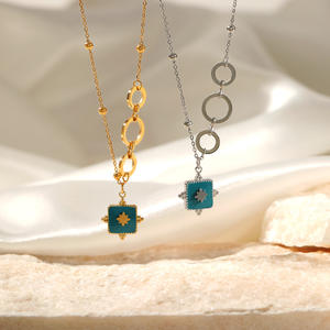 <span class=keywords><strong>Quantum</strong></span> Tessera 14K Fractal Grid <span class=keywords><strong>Vortex</strong></span> Collar de cadena orbital esmaltado para mujer con colgante grueso de esmalte negro - Product Image 2