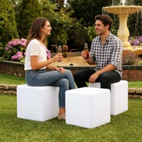 Fauteuil/Tabouret de Bar LED Cube Européen Sans Fil Rustique en Plastique Rechargeable de 16 Pouces, Lumineux et Changeant de Couleur pour Hôtels et Restaurants
