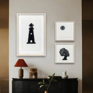 Cadre moderne en céramique noire phare Art mural <span class=keywords><strong>aquarelle</strong></span> paysage à l'huile socle en bois pour la décoration intérieure pour le salon - Product Image 2