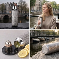 Nouvelle gourde isotherme sous vide en titane pur 500 ml, 99,9 % Ti, maintien au chaud 12h, au froid 24h, 40 % plus légère, couvercle magnétique, logo personnalisé FDA, expédition rapide, modèle 2026