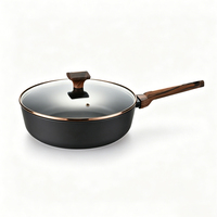 Poêle à frire profonde en aluminium forgé de haute qualité, antiadhésive, avec couvercle, poêle à sauter, marmite, compatible induction, sans PFOA