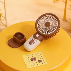 Cartoon Sticker Handheld <b>Fan</b> With <b>Stand</b> 3 Speed Usb Rechargeable Portable Desk <b>Fan</b> For Gift - Product Image 2